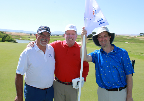 Parker with NCGA Board member and golf architect Bruce Charlton and golf writer Ron Kroichick (left to right)