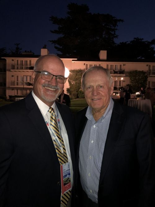 Parker with legend Jack Nicklaus at the 2018 U.S. Amateur at Pebble Beach