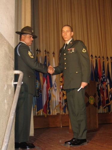 Pvt Ramsey shaking hands