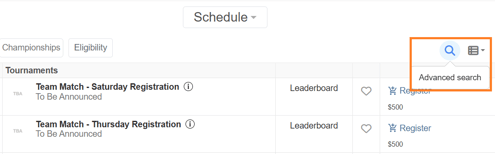NCGA Master Calendar Advanced Search Filter