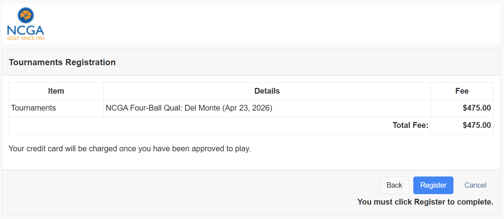 Final Confirmation Page